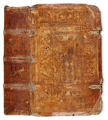 BIBLE IN GREEK.  Tes kaines diathekes hapanta. Novum Jesu Christi Testamentum, Graece.  1553
